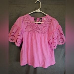 Thread & Clover Pink Junior Lace Detail Blouse